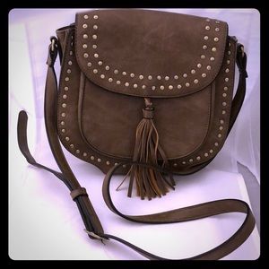 Sasha and Sofi Leather Cross Body Bag Nude-Brown